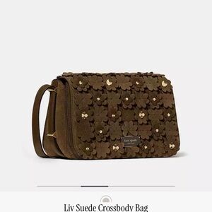 Kate Spade Brown Suede Floral Crossbody Bag